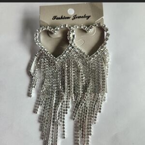 Silver Heart Dangle Earrings